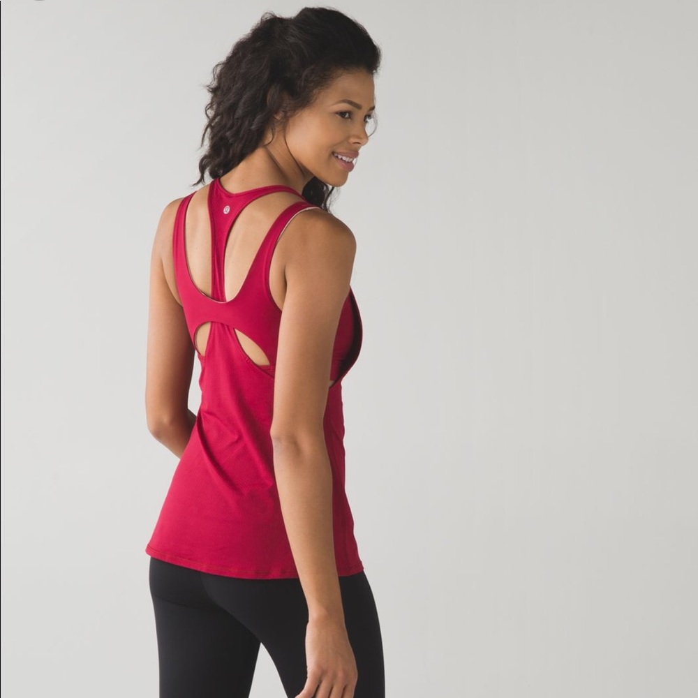Red lululemon all sport support top